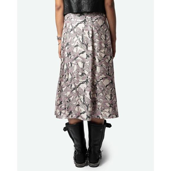 NEW ZADIG & VOLTAIRE june twill wild chaines skirt in ecru - Picture 2 of 4